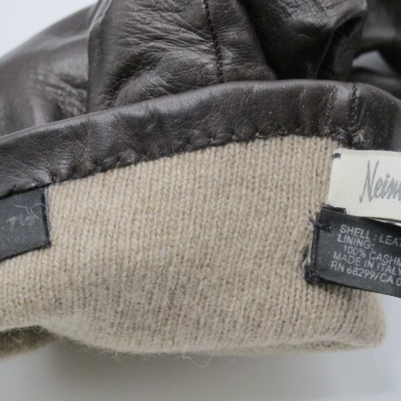 Neiman Marcus leather dark brown, cashmere lined, 7.5 ladies gloves - Picture 5 of 5
